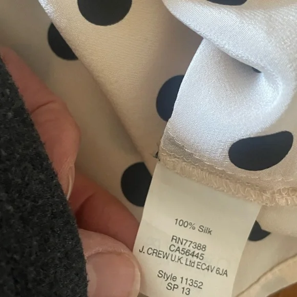 J Crew silk cream and black polka dot button down shirt - Picture 5 of 6